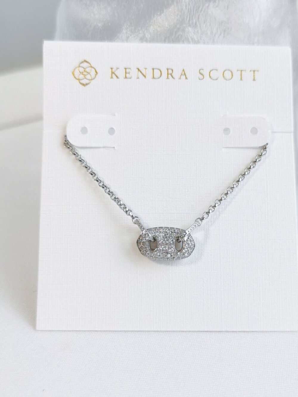 Kendra Scott Bailey Silver Pave Pendant Necklace